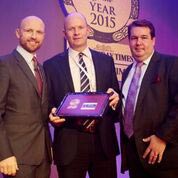 Charlie collecting the award from England Rugby Legend and Question of Sport captain Matt Dawson)